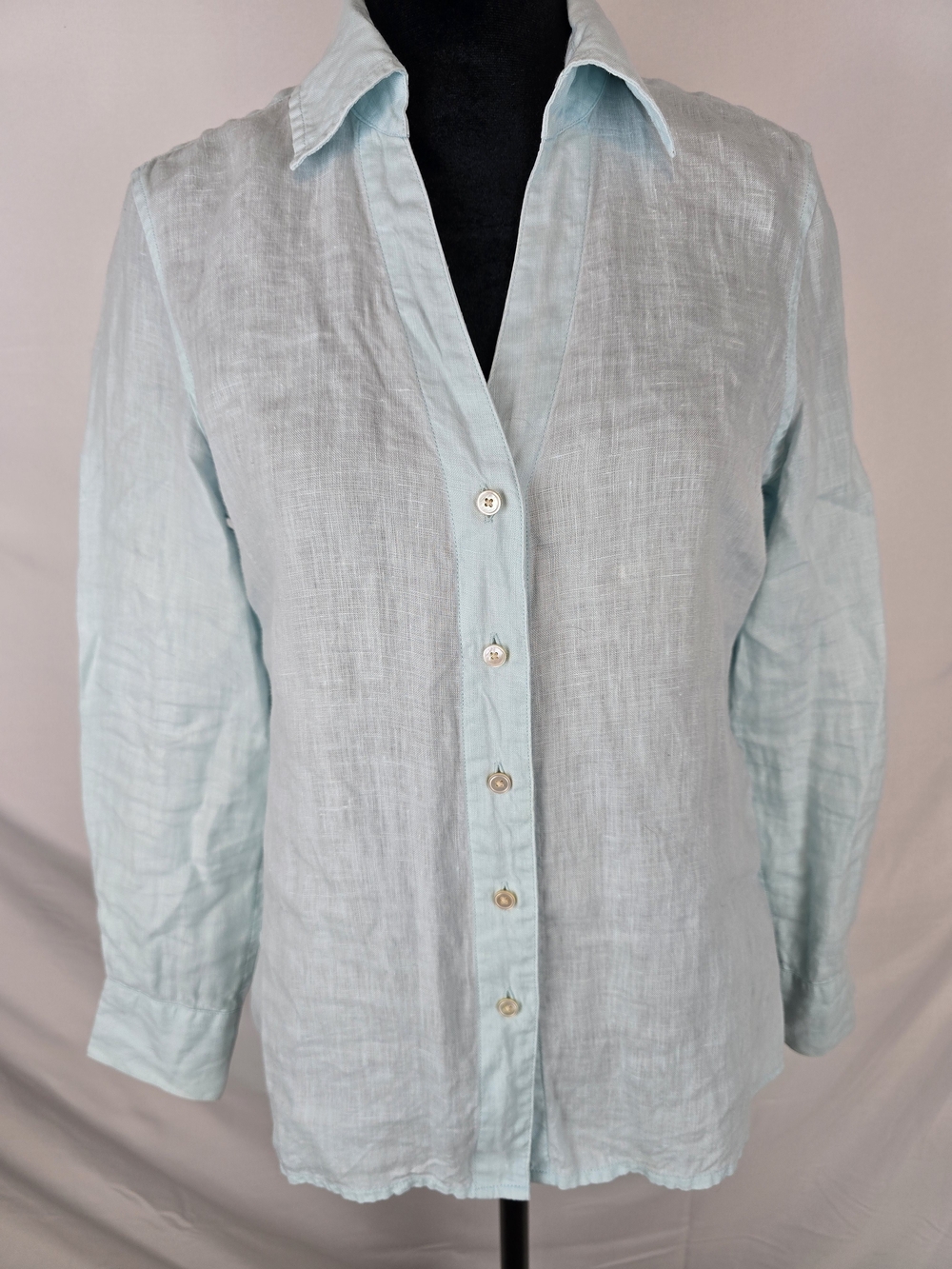 Talbots Petite Light Blue Linen Shirt